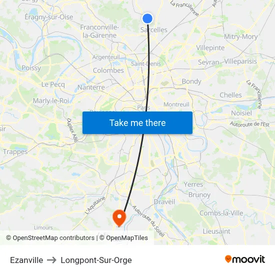 Ezanville to Longpont-Sur-Orge map