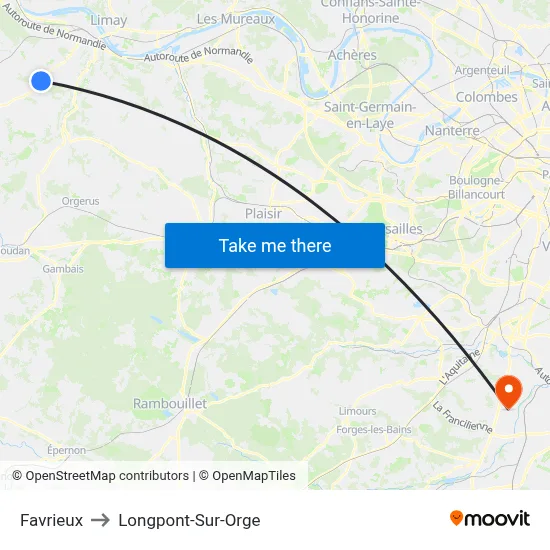 Favrieux to Longpont-Sur-Orge map