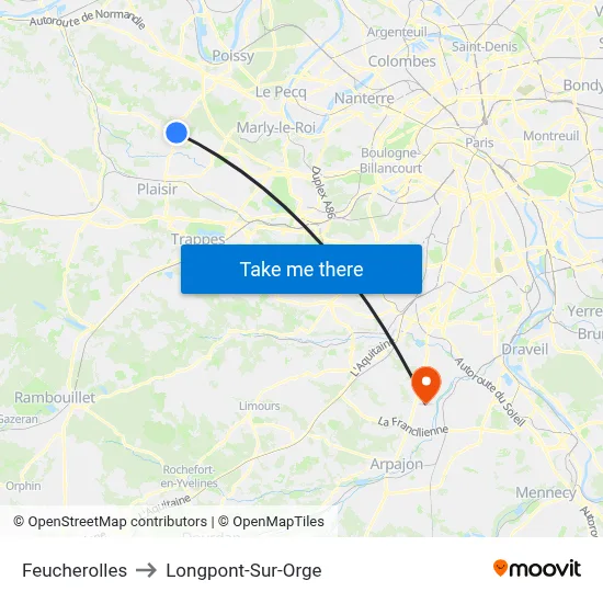 Feucherolles to Longpont-Sur-Orge map