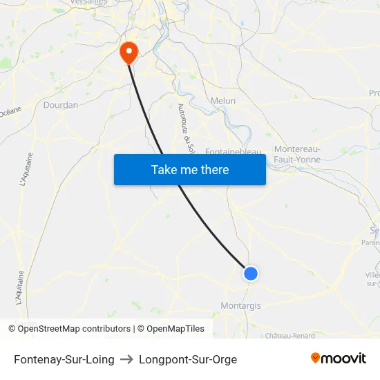 Fontenay-Sur-Loing to Longpont-Sur-Orge map