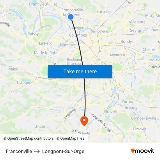 Franconville to Longpont-Sur-Orge map