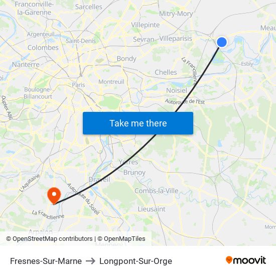 Fresnes-Sur-Marne to Longpont-Sur-Orge map