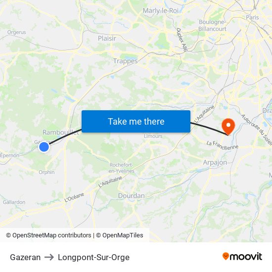 Gazeran to Longpont-Sur-Orge map