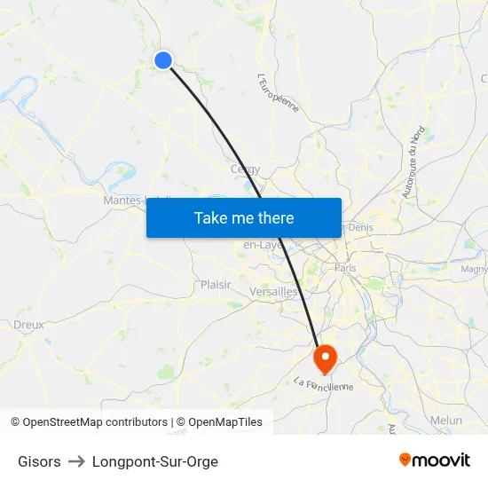 Gisors to Longpont-Sur-Orge map