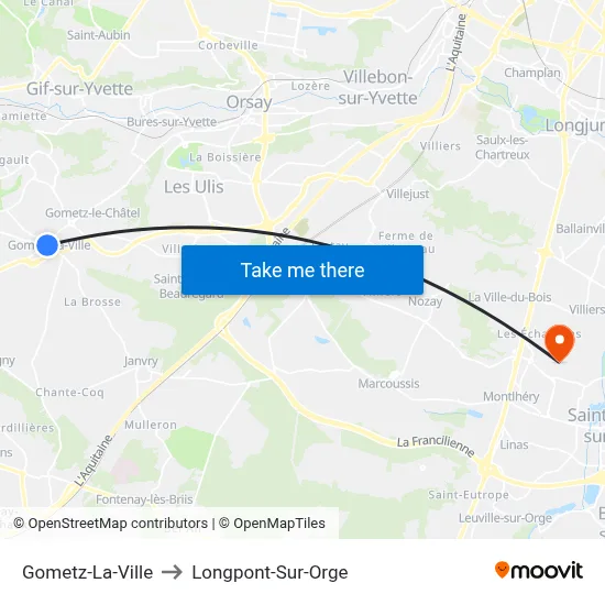 Gometz-La-Ville to Longpont-Sur-Orge map