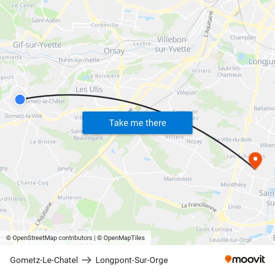 Gometz-Le-Chatel to Longpont-Sur-Orge map