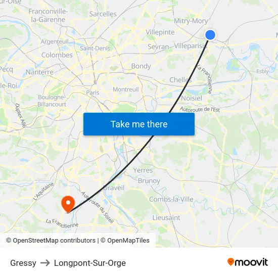 Gressy to Longpont-Sur-Orge map