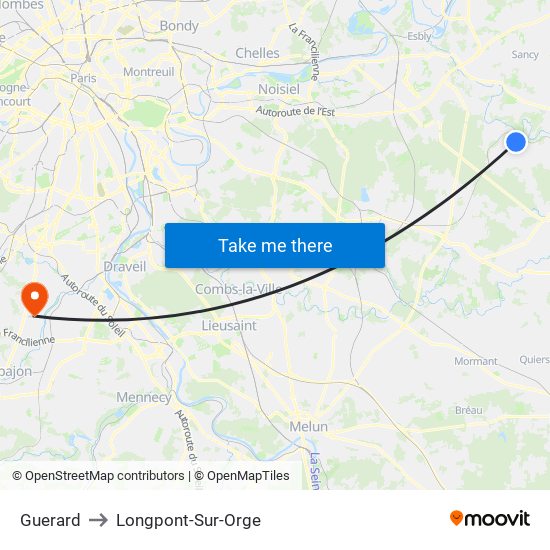 Guerard to Longpont-Sur-Orge map