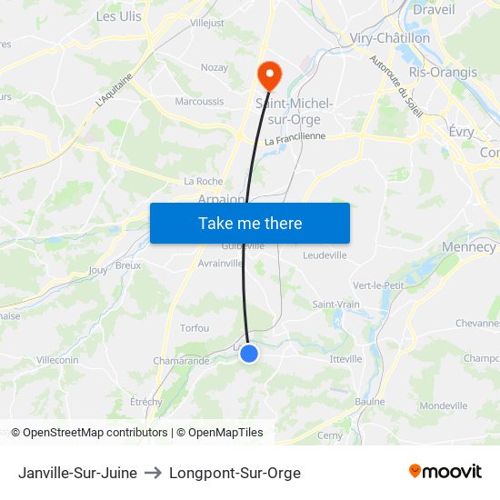 Janville-Sur-Juine to Longpont-Sur-Orge map