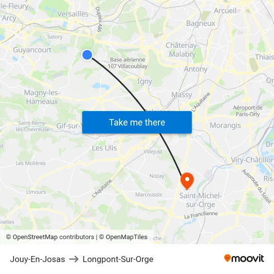 Jouy-En-Josas to Longpont-Sur-Orge map