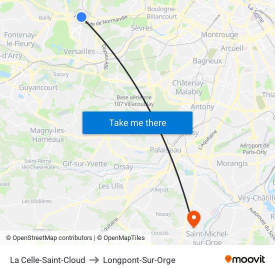 La Celle-Saint-Cloud to Longpont-Sur-Orge map