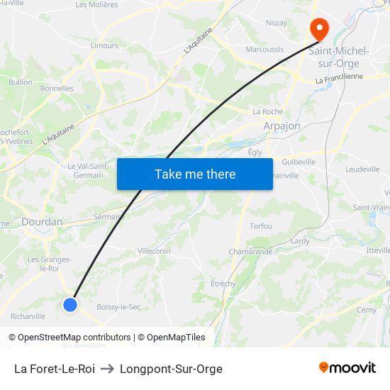 La Foret-Le-Roi to Longpont-Sur-Orge map