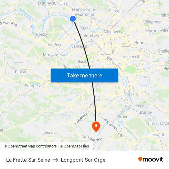 La Frette-Sur-Seine to Longpont-Sur-Orge map