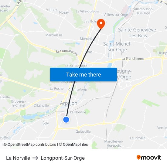 La Norville to Longpont-Sur-Orge map