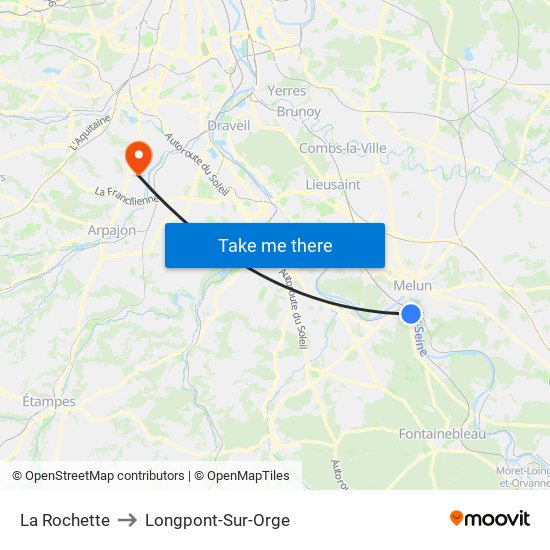 La Rochette to Longpont-Sur-Orge map