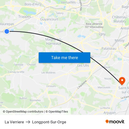 La Verriere to Longpont-Sur-Orge map