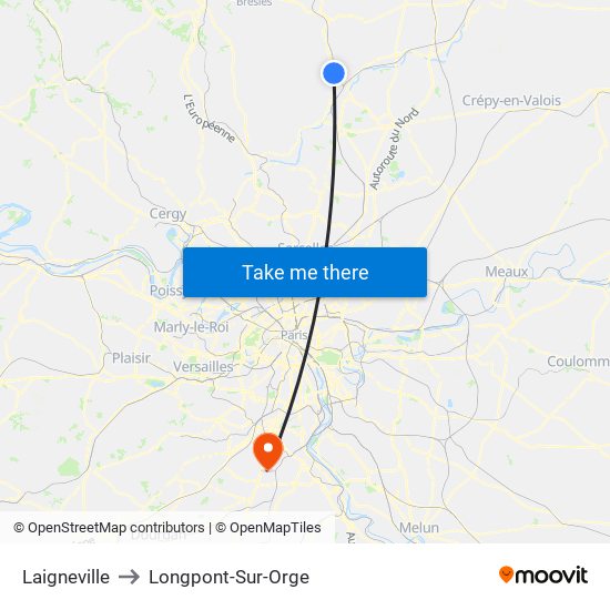 Laigneville to Longpont-Sur-Orge map
