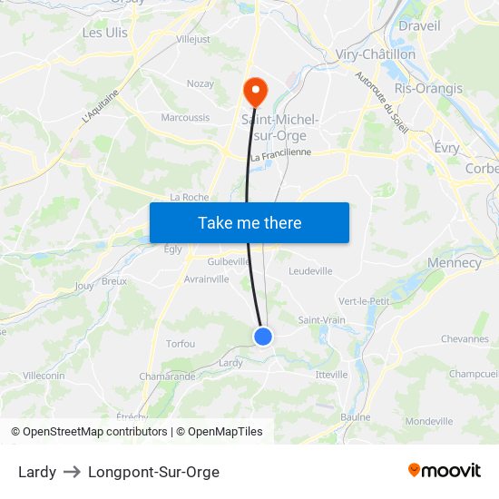 Lardy to Longpont-Sur-Orge map