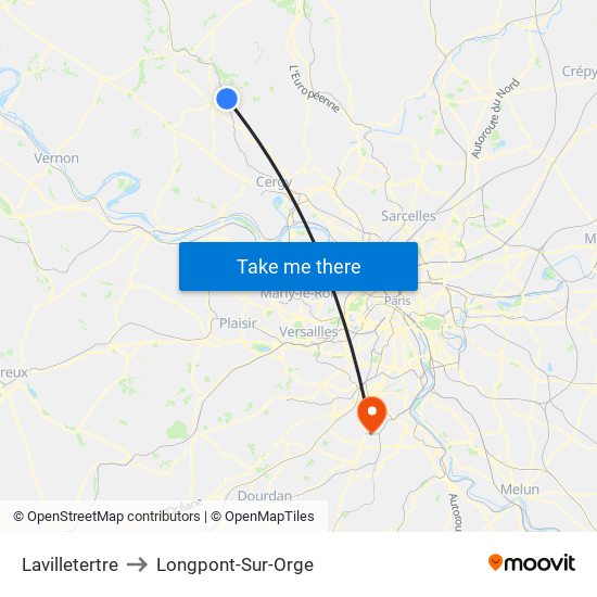 Lavilletertre to Longpont-Sur-Orge map