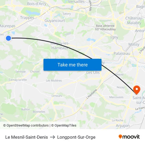 Le Mesnil-Saint-Denis to Longpont-Sur-Orge map