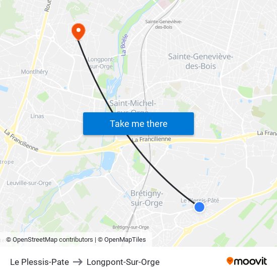 Le Plessis-Pate to Longpont-Sur-Orge map