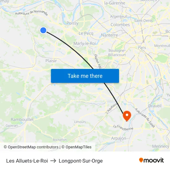 Les Alluets-Le-Roi to Longpont-Sur-Orge map