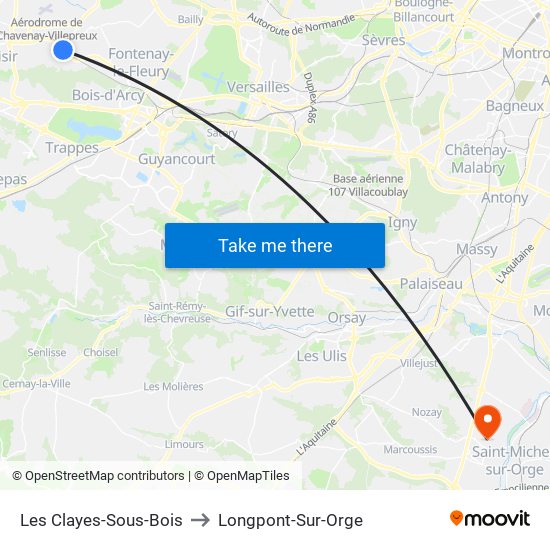 Les Clayes-Sous-Bois to Longpont-Sur-Orge map