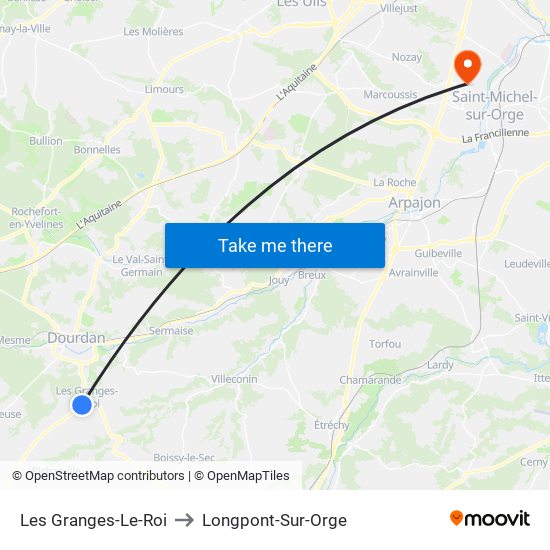 Les Granges-Le-Roi to Longpont-Sur-Orge map