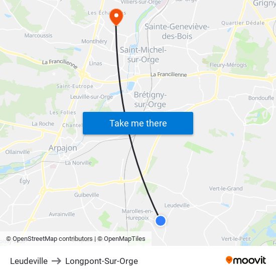 Leudeville to Longpont-Sur-Orge map