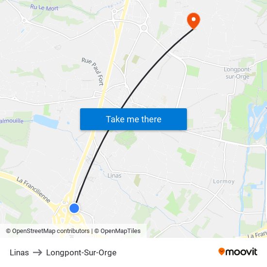 Linas to Longpont-Sur-Orge map