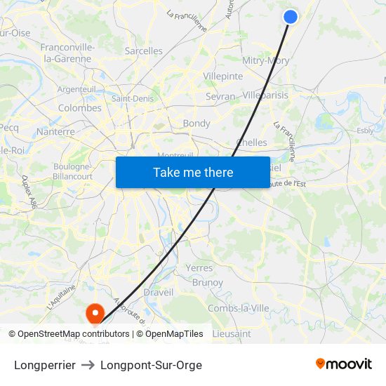 Longperrier to Longpont-Sur-Orge map