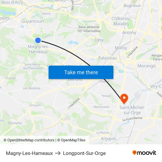 Magny-Les-Hameaux to Longpont-Sur-Orge map