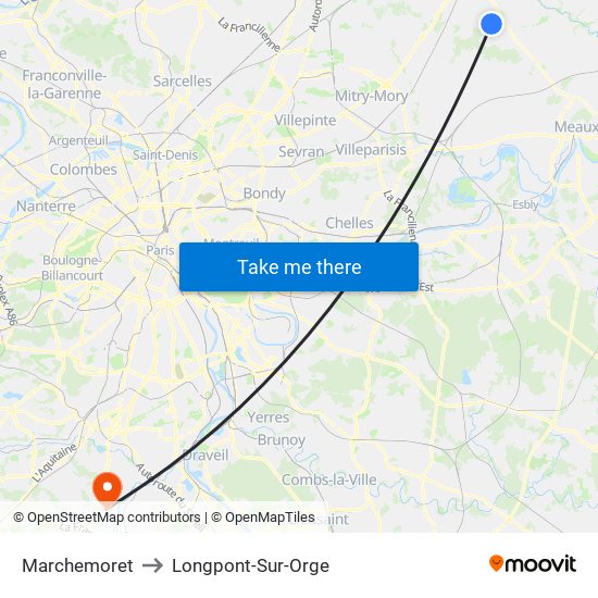 Marchemoret to Longpont-Sur-Orge map