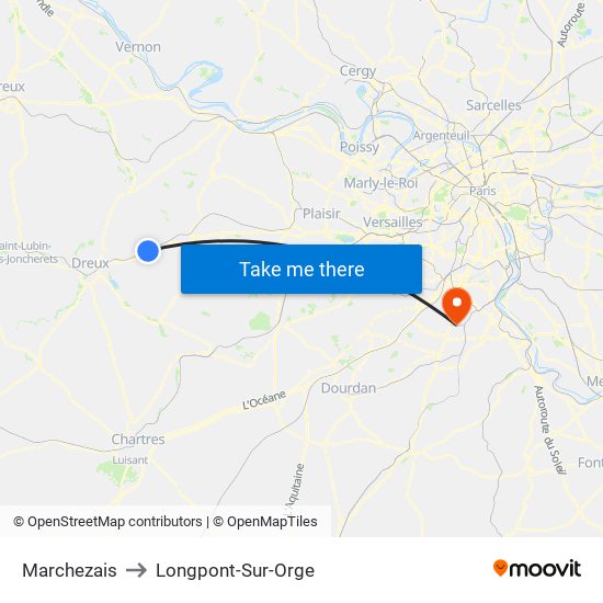 Marchezais to Longpont-Sur-Orge map