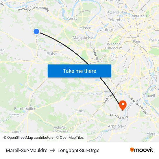 Mareil-Sur-Mauldre to Longpont-Sur-Orge map