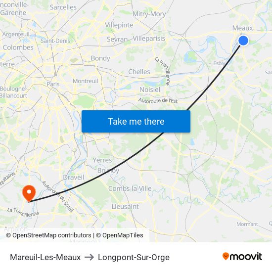 Mareuil-Les-Meaux to Longpont-Sur-Orge map