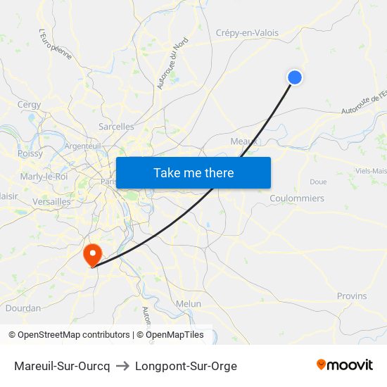 Mareuil-Sur-Ourcq to Longpont-Sur-Orge map