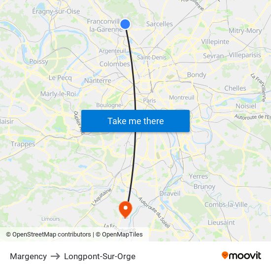 Margency to Longpont-Sur-Orge map
