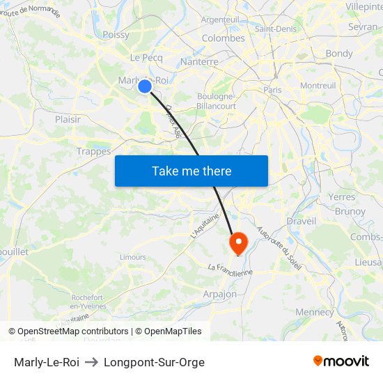 Marly-Le-Roi to Longpont-Sur-Orge map