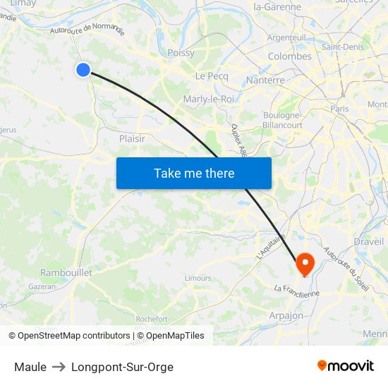 Maule to Longpont-Sur-Orge map