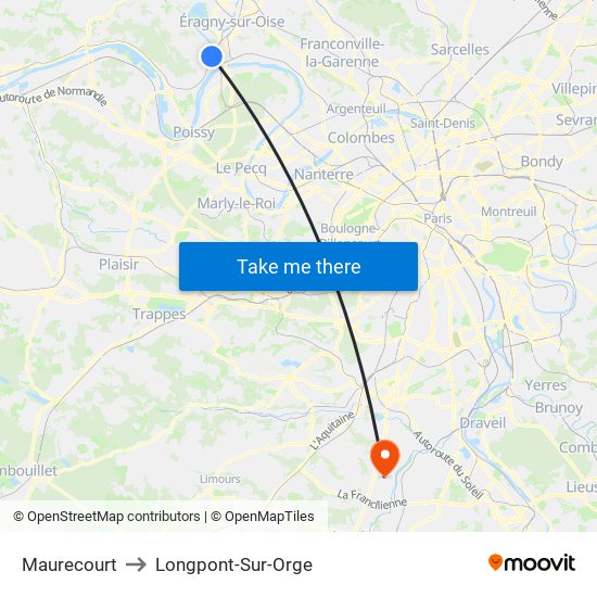 Maurecourt to Longpont-Sur-Orge map