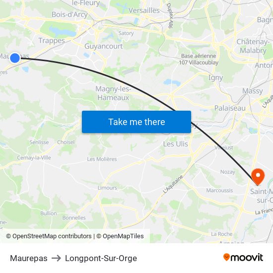 Maurepas to Longpont-Sur-Orge map