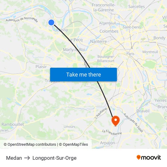 Medan to Longpont-Sur-Orge map