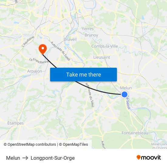 Melun to Longpont-Sur-Orge map