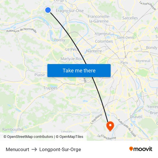 Menucourt to Longpont-Sur-Orge map
