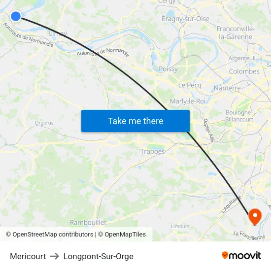 Mericourt to Longpont-Sur-Orge map