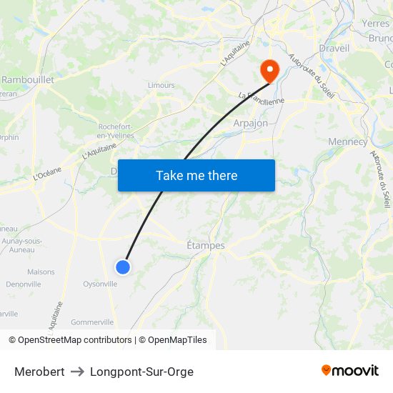 Merobert to Longpont-Sur-Orge map