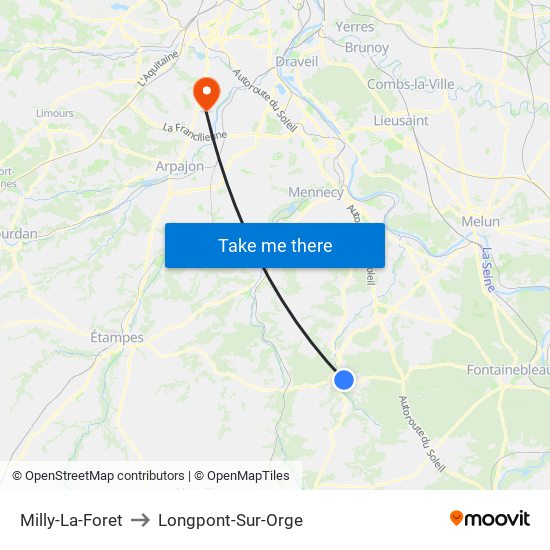 Milly-La-Foret to Longpont-Sur-Orge map