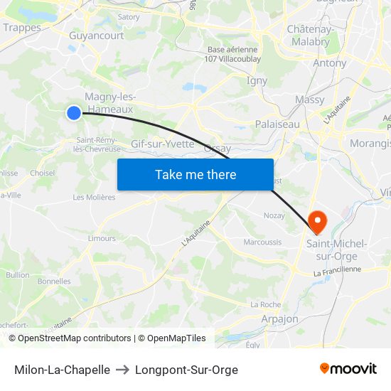 Milon-La-Chapelle to Longpont-Sur-Orge map