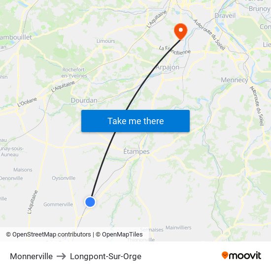 Monnerville to Longpont-Sur-Orge map